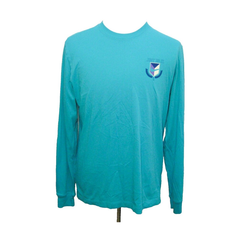 NIKE Men's (Size Large) Teal Blue Long Sleeve Athletic Logo T-Shirt 100% Cotton